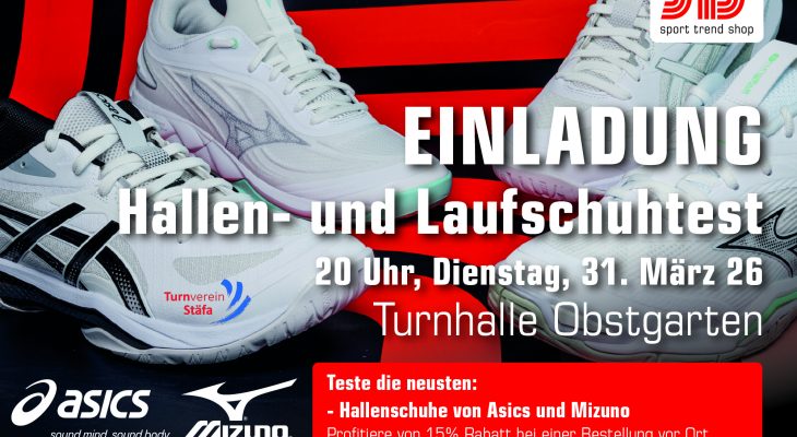 Einladung zum Hallen- und Laufschuhtest – Dienstag 31. März 2026